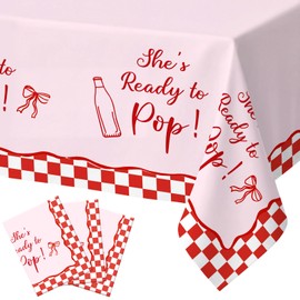 Sieral 4 Pcs She's Ready to Pop Baby Shower Decorations Tablecloths
