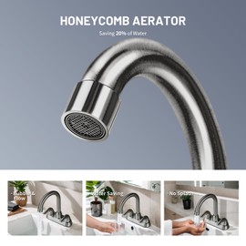 SOKA Bathroom Sink Faucet for 3 Hole, 4 Inch Stainless Steel Faucet for Bathroom, Bathroom Faucets with Deck Plate & Pop-Up Pop-Up Drain Assembly 2-Handle Faucet for Bathroom Sink Vanity RV Restroom