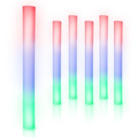 Fun Central 6 Pack Multicolor LED Foam Sticks in Bulk for Birthdays, Weddings, Raves, EDM Concerts 4th of July Glow in Dark Party Sensory Toys for Kids Party Favors