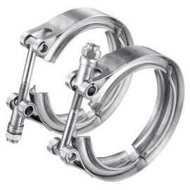 WYSIWYKA 2.25 Inch V Band Clamp 304 Stainless Steel, for Turbo Exhaust Downpipe, Racing Ford Pickup Truck Exchange Exhaust Systems(2 Pack)