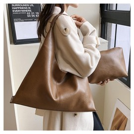 Slouchy Hobo Bags for Women Retro PU Leather Tote Crossbody Bag Soft Large Capacity 2pcs Shoulder Purses Handbags 2025