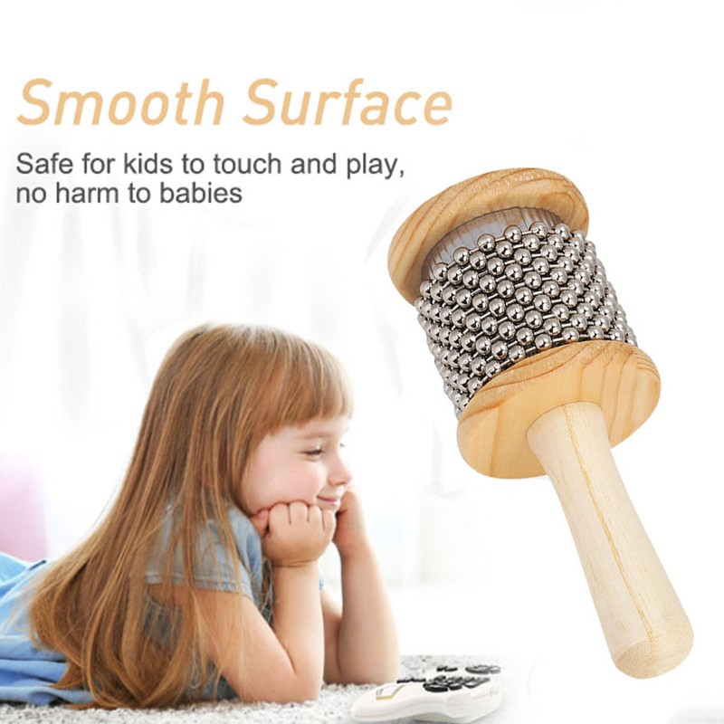 Wooden Hand Shaker Cabasa Percussion Instrument Small Size for Student
