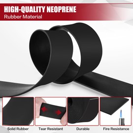 Rubber Strip Neoprene Sheet Solid Rubber Strips for Weather Seal Pads Floor Covering Vibration Protection Gasket DIY Leveling ((50mm(W)×5mm(T)×3m(L)))
