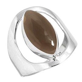 Jeweloporium 925 Silver Ring for Women Brown Smoky Topaz Stone Boho Silver Ring Size S 1/2 Mothers' Day Gift Statement Jewelry