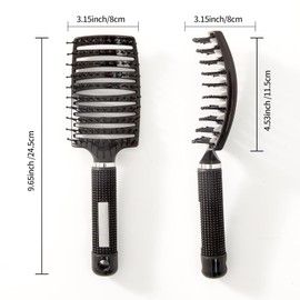 Hair Brush Hair Comb for Wet Dry Straight Curly Thick Hair Ergonomic Curved Styling Design Easily Blow Drying Brushes for Women and Men (Black)