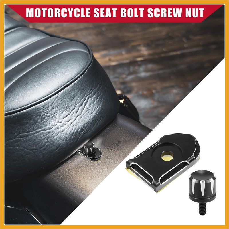 Partuto Motorcycle Seat Bolt with Knob Cover for Harley/Rear /