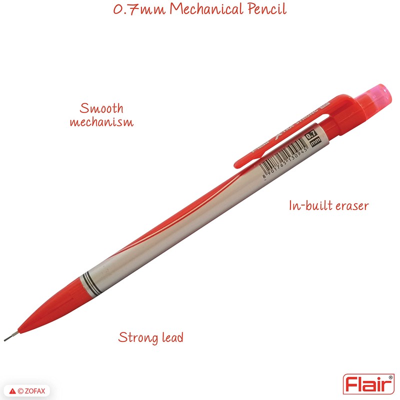 0.7mm FLAIR X-Tra Strong 2B Mechanical Pencils Rubber Tipped (RED