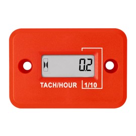 RileyFine RQ-HM012 Digital Tachometer, TOT Hour Recording, Real Time Speed Display, for ZTR Lawn Mower, Tractor, Generator, Outboard (Red)