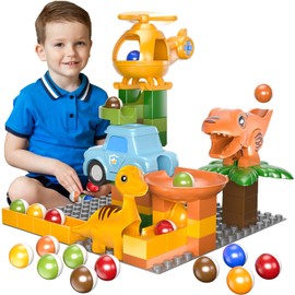 Marble Runs for Kids 4-8, Dinosaur Toys, Montessori Learning STEM Building Toys, Compatible with All Major Brands of Building Blocks for Toddler, Kids Ages 3 4 5 6 7 8+ Boys Girls Gifts