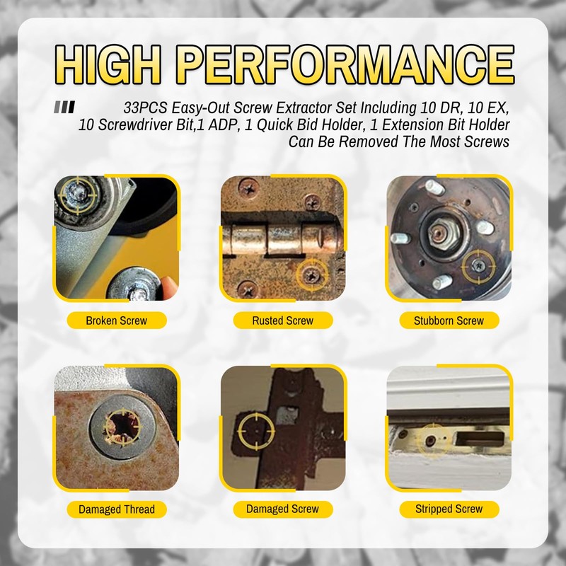 33 PCS Screw Extractor Set, HSS 6542 Titanium Stripped Screw