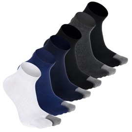 Fourluoo 6 Pcs Men's Cotton Split Toe Socks Breathable Moisture Tabi Socks for Japanese Sandals Wear Us 6-11(Classic)
