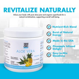 Yes You Can! Aloe Vera Juice Drink - Pineapple (40 Servings) - Energy Drink Powder, Organic Aloe Vera for Drinking - Made in The USA - 2 Pack, 5.6438 Ounce