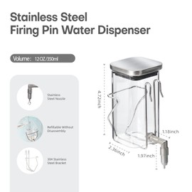 Premium Stainless Steel & Glass Pet Water Bottle - Firing Pin No-Drip Dispenser for Rabbits/Parrots/Rodents | 3 Size Options with Universal Cage Mount (350ml)