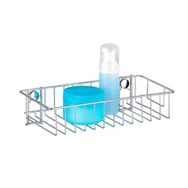 WENKO Wandablage Classic, Befestigung ohne Bohren, Duschablage für Seife, Shampoo & Co., Wandregal fürs Badezimmer, inkl. Schrauben und Dübel zur Wandmontage, 24 x 6,5 x 14 cm, verchromtes Metall