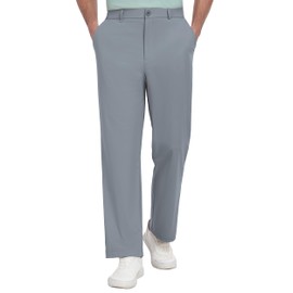 PEGENO Men's Golf Stretch Relaxed Fit Pants 4 Pockets Soft Breathable Casual Trousers (Light Gray XX-Large)