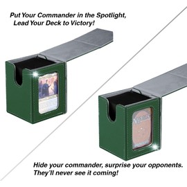 Venssu MTG Deck Box for Commander Display,Card Deck Box Fits 100 Double Sleeved Cards, TCG Card Storage Box (Green and Grey, 1 window)