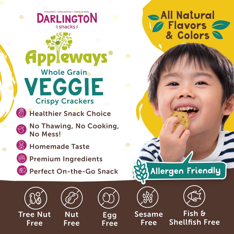 Veggie Crispy Crackers, All-Natural Individually Wrapped Whole Grain Healthy &
