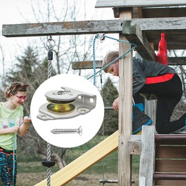 2pcs Single Pulley Galvanised Fixed Roller Block Ball Bearing Pulley Block Swivel Lifting Rope Pulley, for Traction Steel Wire Rope Nylon Rope Cable Crane Gym Exercise, Safe Load 190kg, with Screws