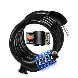 KEYSTP 5-Digit Bike Lock Cable, Heavy Duty Resettable Combination Bicycle Lock, Anti-Theft with Mounting Bracket, Waterproof Steel Cable for Scooters, E-Bikes, Outdoor Use, Midnight Black