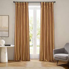 HPD Half Price Drapes Blackout Curtains for Bedroom & Living Room - Faux Silk Taffeta Blackout Curtain 50 X 108 (1 Panel), PTCH-BO404-108, Golden Spice