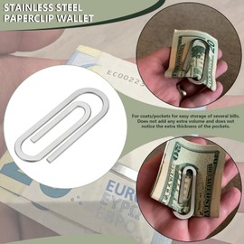 SG Store Pack of 2 Stainless Steel Money Clips in Paper Clip Style for Wallet 6.5 cm x 2.5 cm Minimalist Design Money Clip for Men, silver