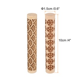 HARFINGTON 2pcs Wood Clay Roller 4" Water Wave Snowflake Pattern Rolling Pins Wood Rollers Pottery Tools Wood Grain Texture Rollers for Clay Baking Dough Playdough DIY