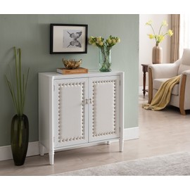 Kings Brand Furniture 2 Door Entryway Console Table Accent Cabinet, White, White