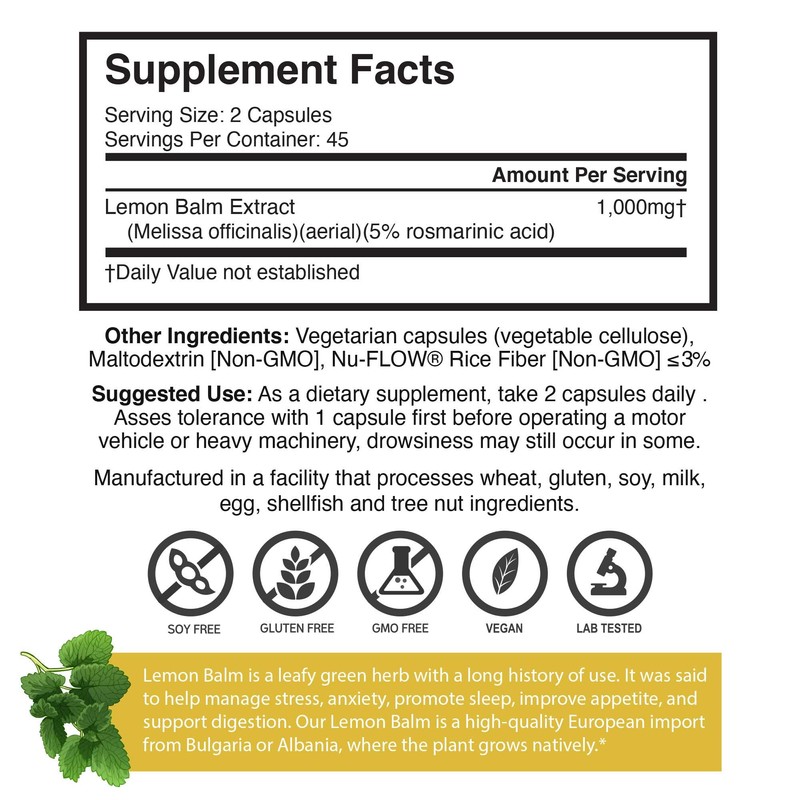 Brain Forza Lemon Balm R5 Extract Capsules - Standardized Extract