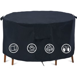 Garden Furniture Covers Waterproof, Garden Table Cover Round Patio Furniture Table Covers Outdoor Round Table Cover Patio Set Cover Protection Windproof Anti-UV Circular (Ø183x90cm)