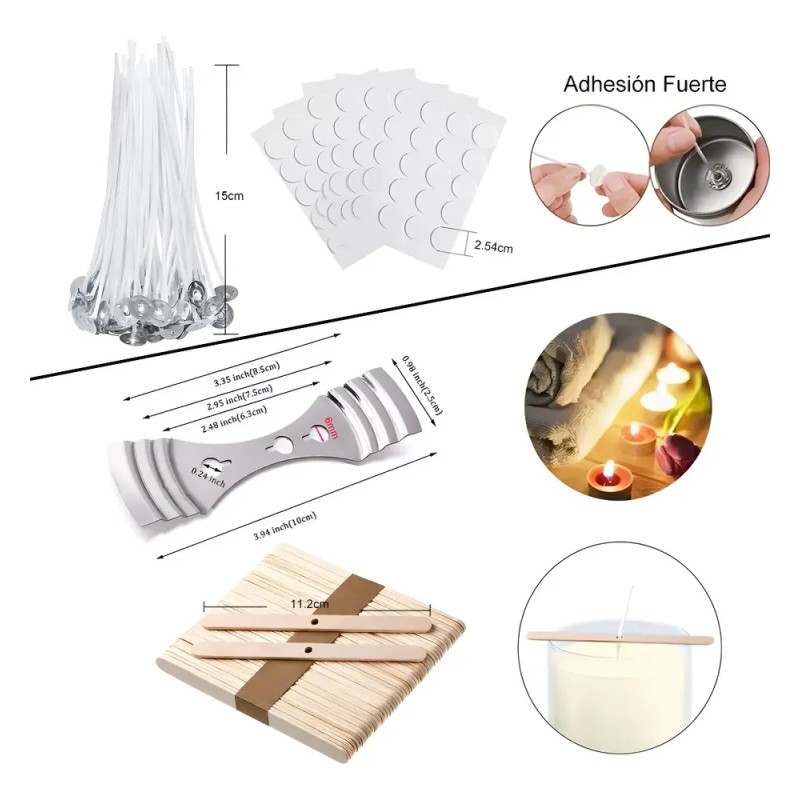 Mechas para Velas Harmei 300 Piezas Algodn 15cm Incluye Pegatinas