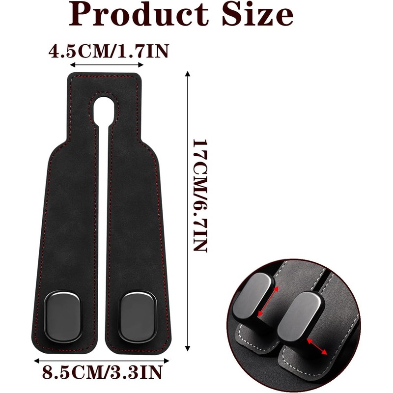 2PCS Gancho Reposacabezas Para Coche De Cuero Multifuncional Accesorio Automotriz