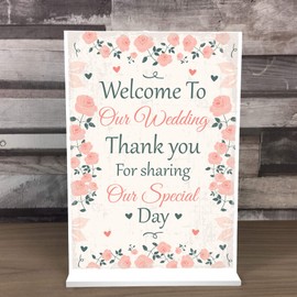 RED OCEAN Welcome To Our Wedding Sign And Plaque Standing Table Plaque Wedding Decoration Gift