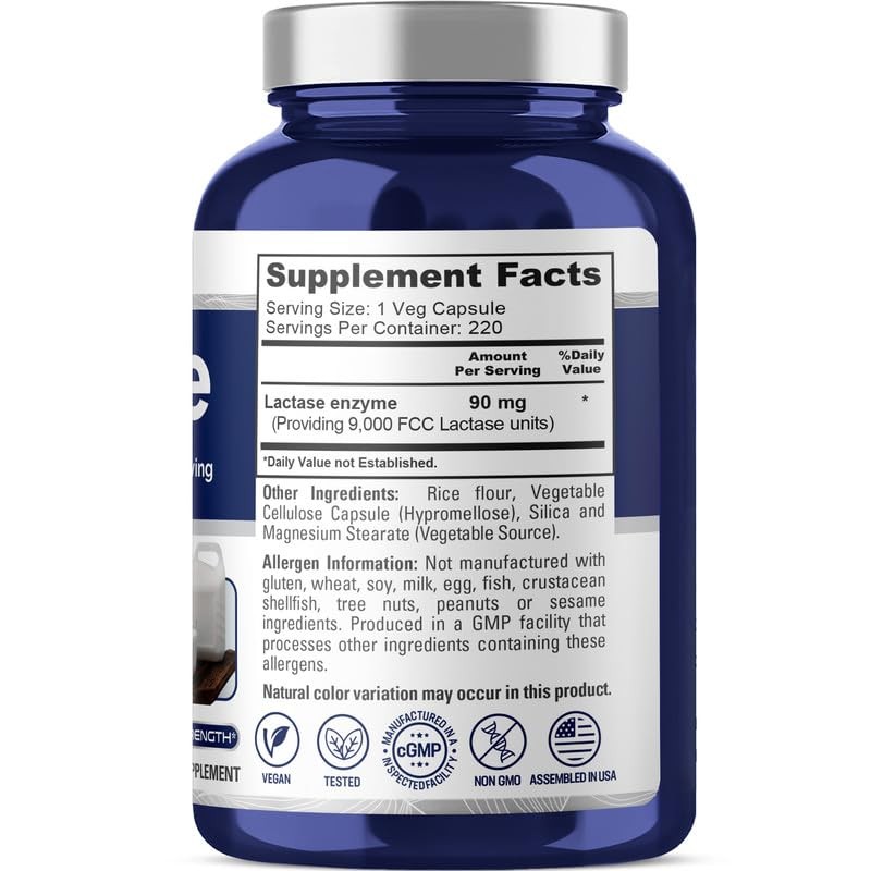 NusaPure Lactase Enzyme 9000 FCC, Lactase Unit, Suitable for Vegetarians/Vegan,