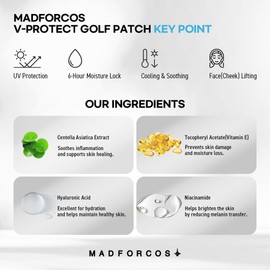 MADFORCOS V-Protect Golf Patch – UV Protection, Hydration & Lifting Face Mask for Outdoor Sports | Korean Skincare Patch for Golf, Hiking, Tennis | 10 Masks (L Size)