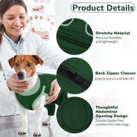 LeLePet Dog Post Surgery Suit with Legs, Surgical Body Suit for Dogs, Dog Hind Leg Recovery Suits for Large Dogs, Pet Surgical Recovery Suits to Prevent Licking, Dark Green 3XL