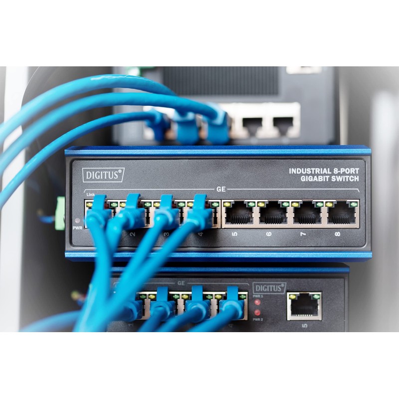 DIGITUS Network Switch - 8-Port Gigabit Ethernet - DIN-Rail Mounting