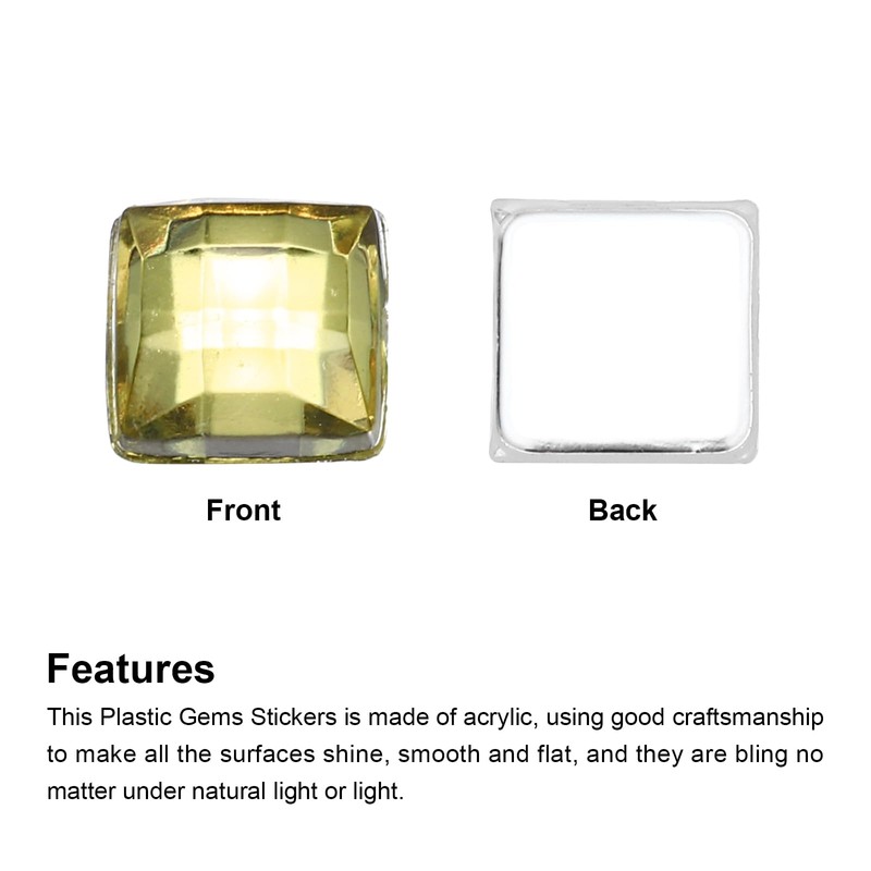 MECCANIXITY 50 Pcs 8mm Flat Back Acrylic Square Gems Rhinestones,