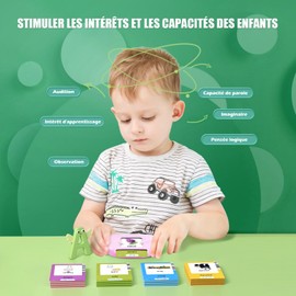 Talking Flashcards Children's Toy from 2 3 4 5 6 Years Educational Games for Autism Learning Toy Learning for Children Preschool Children Gift for Boys Girls 2-4 Years 112 Sheets 224 Words French