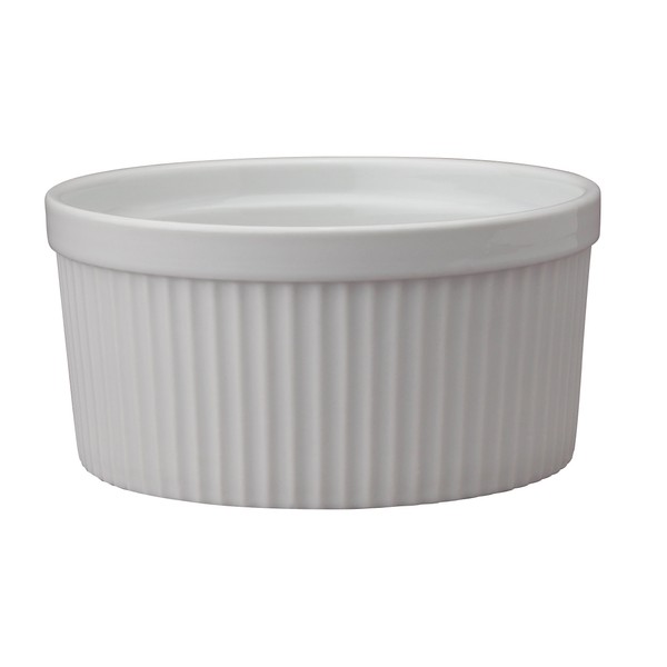 HIC Souffle, Fine White Porcelain, 6-Inch, 32-Ounce, 1-Quart Capacity