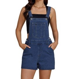 luvamia Overall Shorts for Women Denim Womens Romper Shorts Womens Jean Short Overalls Denim Blue Overall Shorts Classic Blue Size Medium Size 8 Size 10