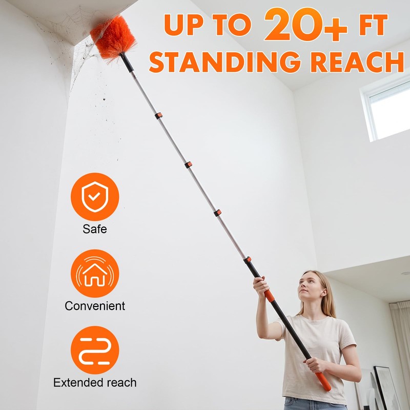 Window Washing Kit with Extension Pole 20FT, Squeegee for Window