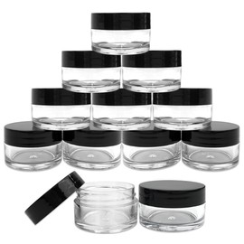 Beauticom 36 Pieces 20G/20ML Round Clear Jars with BLACK Lids for Lotion, Creams, Toners, Lip Balms, Makeup Samples - BPA Free