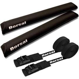 DORSAL Sunguard (No Fade) Aero Roof Rack Pads and 15 ft Straps for Car Surfboard Kayak SUP Snowboard