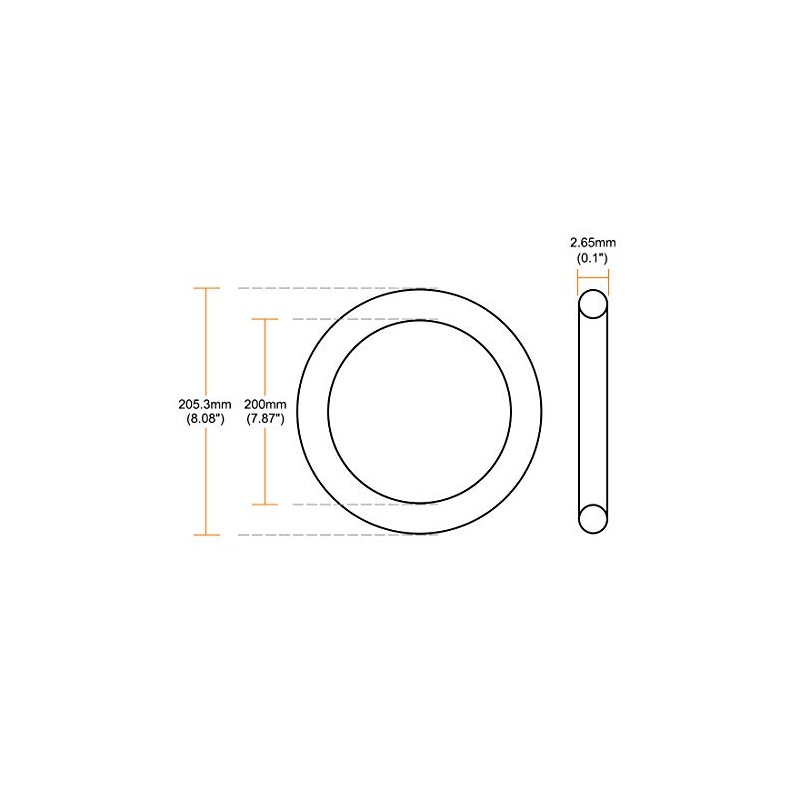 sourcing map Metric Nitrile Rubber O-Rings Seal 205.3 mm OD