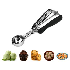 ds. distinctive style Small Cookie Scoop #50-1.28 Tablespoon Scoop - Small Ice Cream Scoop, Made of Food Grade 304 Stainless Steel with Comfortable Rubber Grip Handles