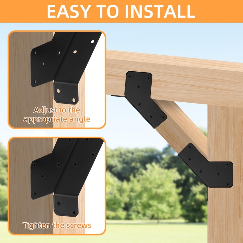 2 Pairs 45-Degree Angle Bracket, Adjustable Heavy Duty Connector Brace