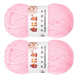 MECCANIXITY 2PCS Crocheting Yarn,Pink 4 Ply Acrylic Yarn 100g Sport Weight Yarns Bulk Soft and Fluffy Yarns for Knitting DIY Crochet Handicraft Blankets Gift,197 Yards