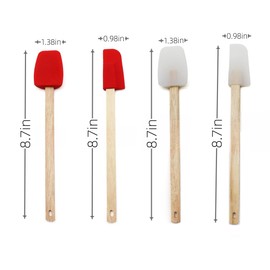 Hufopik 4-Piece Mini Spatula Set, Red,Transparent color Rubber Spatula for Kitchen Mixing Baking Cooking Use