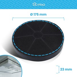 DL-pro Activated Carbon Filter Set 175 mm Diameter for Respekta MIZ0031 MIZ 0031 PKM CO4 C04 Bomann KF568 Exquisit 1010035 Pack of 2 Carbon Filters for Extractor Hood