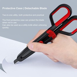 NestCozy All Purpose Scissors with Cover, Utility Knife Cap, Teflon Non-Stick Shears for Fabric, Leather, Sewing, Quilting, Art DIY, Home Office (Pack of 2) (Red & Blue)